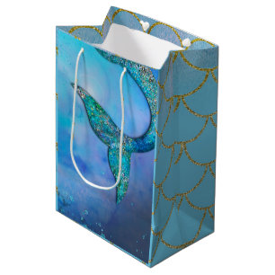 Sac Cadeau Moyen Queue de sirène océanique scintillante pour fête d