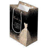 Sac Cadeau Moyen Quinceanera Champagne Robe Blanche Parties scintil (Devant Angle)