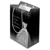 Sac Cadeau Moyen Quinceanera Robe Argent Parties scintillant Faux (Dos Angle)