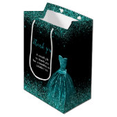 Sac Cadeau Moyen Quinceanera Robe Bleue Turquoise Parties scintilla (Devant Angle)
