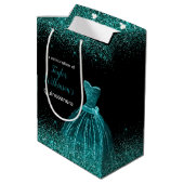 Sac Cadeau Moyen Quinceanera Robe Bleue Turquoise Parties scintilla (Dos Angle)