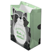 Sac Cadeau Moyen Raccoon Baby shower vert (Devant Angle)