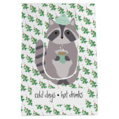 Sac Cadeau Moyen Racoon With A Hot Drink (Dos)