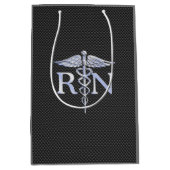 Sac Cadeau Moyen Racy Infirmière inscrite RN Silver Caduceus Snakes (Devant)