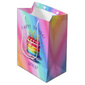 Sac Cadeau Moyen Rainbow Cake Happy Birthday (Devant Angle)