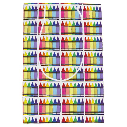 Sac Cadeau Moyen Rainbow Crayons Artist Art Class Anniversaire (Devant)