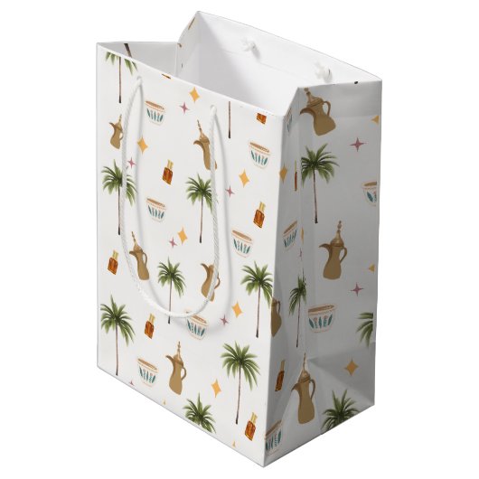 Sac Cadeau Moyen Ramadan Coffee & Dates Seamless Pattern (Dos Angle)