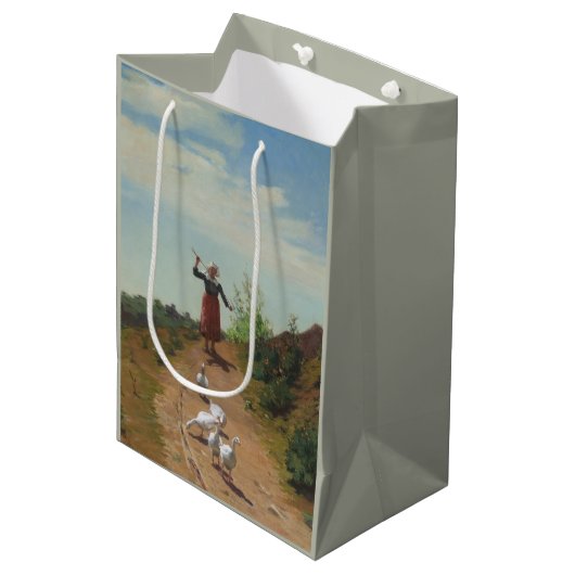 Sac Cadeau Moyen Ramener le troupeau d'oies (par Paul Peel) (Devant Angle)