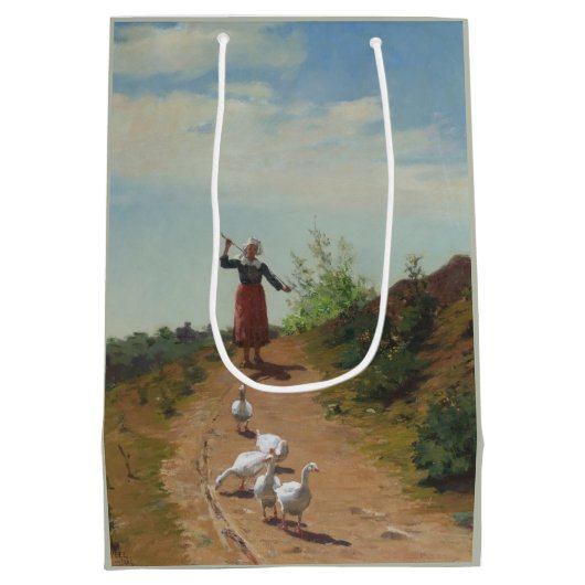 Sac Cadeau Moyen Ramener le troupeau d'oies (par Paul Peel) (Dos)