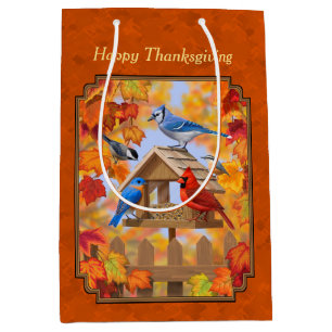 Sac Cadeau Moyen Rassemblement d'oiseaux Orange d'automne