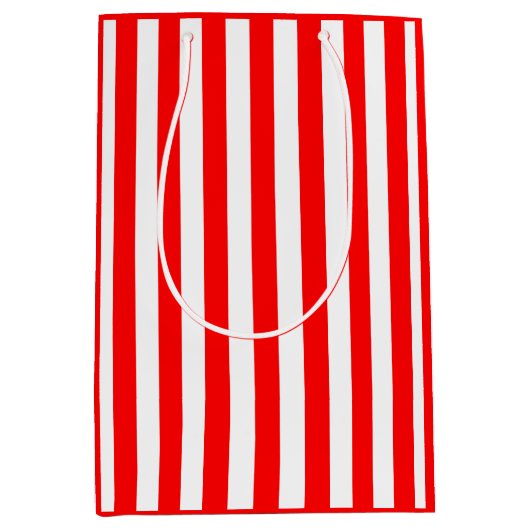 Sac Cadeau Moyen Rayure rouge et blanche (Devant)