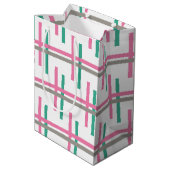 Sac Cadeau Moyen Rayure taupe vert rose (Dos Angle)