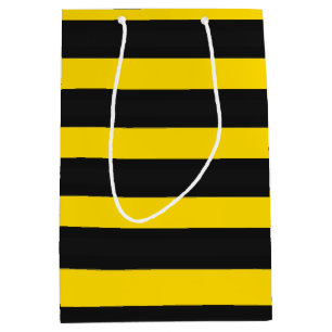 Sac Cadeau Moyen Rayures Abeille-Inspirées jaunes et noires