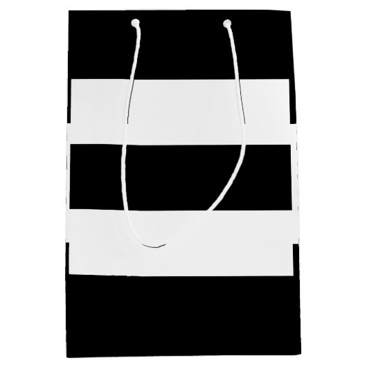 Sac Cadeau Moyen Rayures blanches noires (Devant)