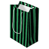 Sac Cadeau Moyen Rayures de bonbon vertes et noires (Devant Angle)