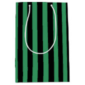Sac Cadeau Moyen Rayures de bonbon vertes et noires (Devant)