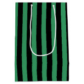 Sac Cadeau Moyen Rayures de bonbon vertes et noires (Dos)