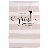 Sac Cadeau Moyen Rayures de rose de casquette de diplômé (Dos)