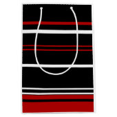 Sac Cadeau Moyen Rayures rouge noir et blanc (Devant)