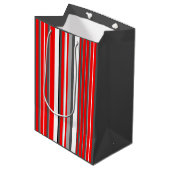 Sac Cadeau Moyen Rayures rouges blanches et grises (Devant Angle)