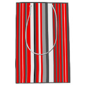 Sac Cadeau Moyen Rayures rouges blanches et grises (Devant)