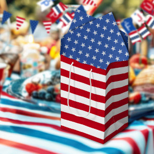 Sac Cadeau Moyen Rayures Rouges Et Blanches Americana