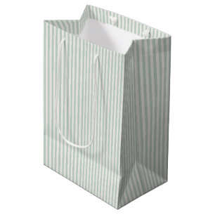 Sac Cadeau Moyen Rayures Simples - Sauge Éteinte