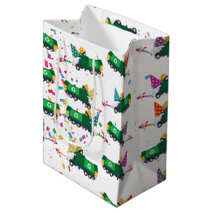 Sac Cadeau Moyen Recyclage Motif de la fête des camions à ordures