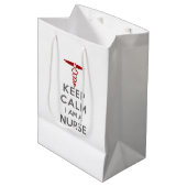 Sac Cadeau Moyen Red Caduceus Keep Calm Je suis une infirmière (Devant Angle)