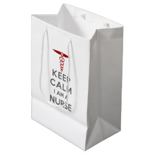 Sac Cadeau Moyen Red Caduceus Keep Calm Je suis une infirmière