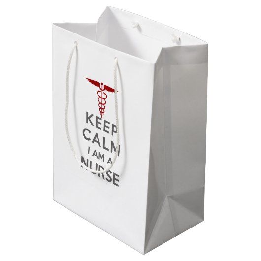 Sac Cadeau Moyen Red Caduceus Keep Calm Je suis une infirmière (Dos Angle)