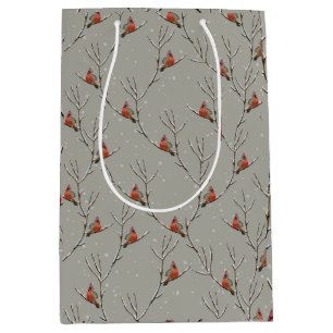 Sac Cadeau Moyen Red Cardinal Perched on a Tree Branch Gift Bag