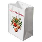 Sac Cadeau Moyen Red Christmas Baubles avec Holly Festive (Dos Angle)