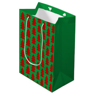 Sac Cadeau Moyen Red Christmas Tree Green Festive