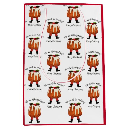 Sac Cadeau Moyen Red Custom Fun Pudding Joyeux Noël (Devant)