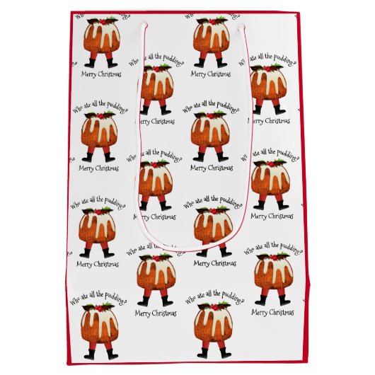Sac Cadeau Moyen Red Custom Fun Pudding Joyeux Noël (Dos)