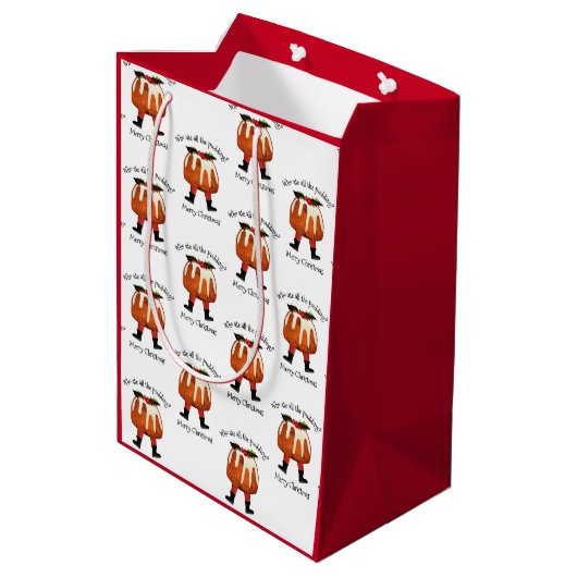 Sac Cadeau Moyen Red Custom Fun Pudding Joyeux Noël (Dos Angle)