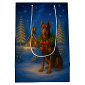 Sac Cadeau Moyen Red Doberman Holiday  (Dos)