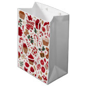 Sac Cadeau Moyen Red Festive Christmas Pattern | Gift Bag (Devant Angle)