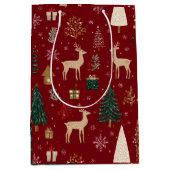 Sac Cadeau Moyen Red Festive Christmas Whimsical Pattern Gift Bag  (Devant)