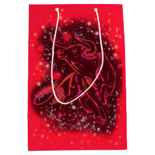 Sac Cadeau Moyen Red Gift Bag Bull Courir À Starry Night