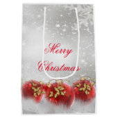 Sac Cadeau Moyen Red & Gold Holly Baubles Silver Joyeux Noël (Dos)