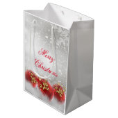 Sac Cadeau Moyen Red & Gold Holly Baubles Silver Joyeux Noël (Dos Angle)