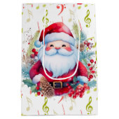 Sac Cadeau Moyen Red Green Music Notes et le Père Noël (Dos)