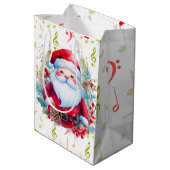 Sac Cadeau Moyen Red Green Music Notes et le Père Noël (Dos Angle)