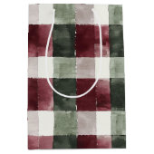Sac Cadeau Moyen Red Green Plaid Stripes Russe Noël (Devant)
