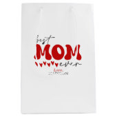 Sac Cadeau Moyen Red Grey mignonne meilleure maman jamais (Devant)