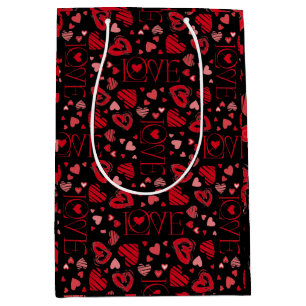 Sac Cadeau Moyen Red Hearts Valentine's Day Love