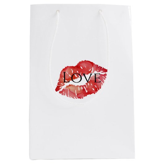 Sac Cadeau Moyen Red Lips Flirty Kiss Love (Devant)