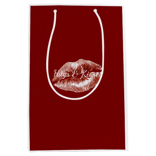 Sac Cadeau Moyen Red Lips Flirty Romantic Valentine's Day Love (Devant)